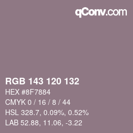 カラーコード: RGB 143 120 132 | qconv.com