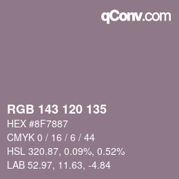 カラーコード: RGB 143 120 135 | qconv.com