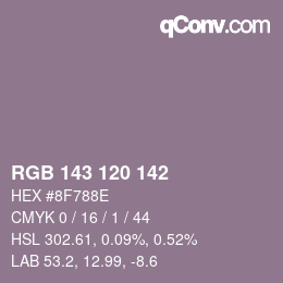 カラーコード: RGB 143 120 142 | qconv.com
