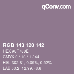 Código de color: RGB 143 120 142 | qconv.com