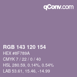 カラーコード: RGB 143 120 154 | qconv.com