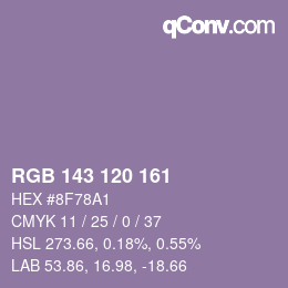 颜色代码: RGB 143 120 161 | qconv.com