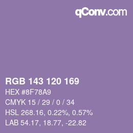 Color code: RGB 143 120 169 | qconv.com