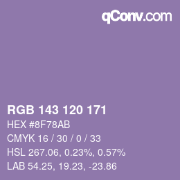 颜色代码: RGB 143 120 171 | qconv.com