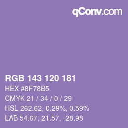 Color code: RGB 143 120 181 | qconv.com