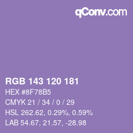 カラーコード: RGB 143 120 181 | qconv.com