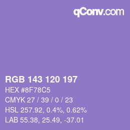 颜色代码: RGB 143 120 197 | qconv.com