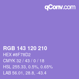 カラーコード: RGB 143 120 210 | qconv.com