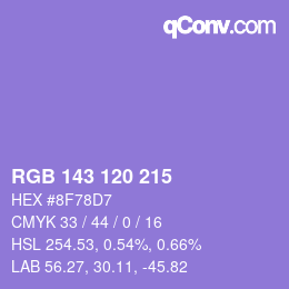 カラーコード: RGB 143 120 215 | qconv.com