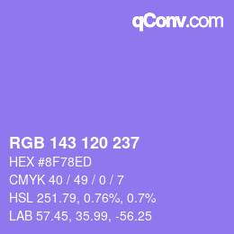 颜色代码: RGB 143 120 237 | qconv.com