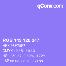 颜色代码: RGB 143 120 247 | qconv.com