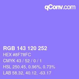 Color code: RGB 143 120 252 | qconv.com