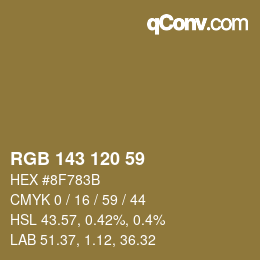 カラーコード: RGB 143 120 59 | qconv.com