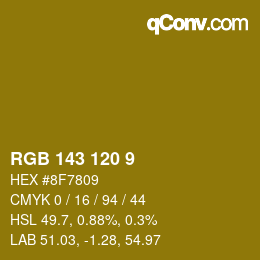 カラーコード: RGB 143 120 9 | qconv.com