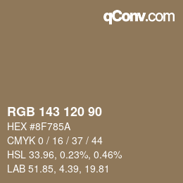 カラーコード: RGB 143 120 90 | qconv.com