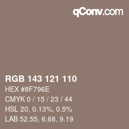 カラーコード: RGB 143 121 110 | qconv.com