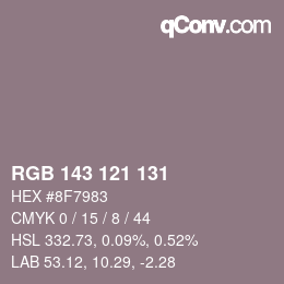 颜色代码: RGB 143 121 131 | qconv.com