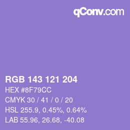 Color code: RGB 143 121 204 | qconv.com