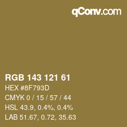 Farbcode: RGB 143 121 61 | qconv.com