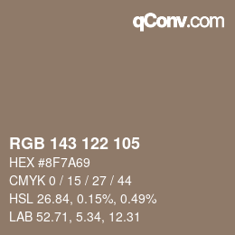 カラーコード: RGB 143 122 105 | qconv.com
