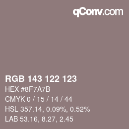 颜色代码: RGB 143 122 123 | qconv.com