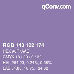 Farbcode: RGB 143 122 174 | qconv.com