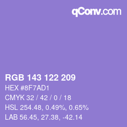 Color code: RGB 143 122 209 | qconv.com