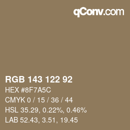 カラーコード: RGB 143 122 92 | qconv.com