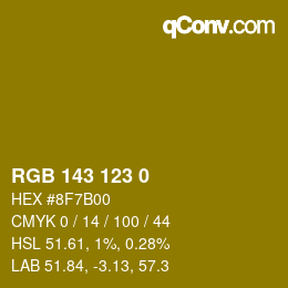 颜色代码: RGB 143 123 0 | qconv.com