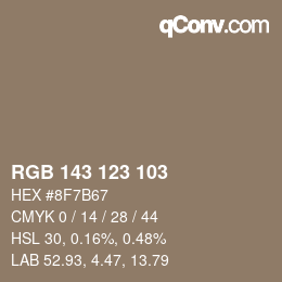 颜色代码: RGB 143 123 103 | qconv.com