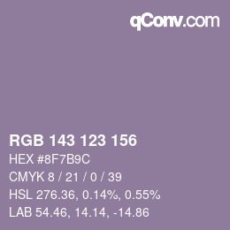 カラーコード: RGB 143 123 156 | qconv.com
