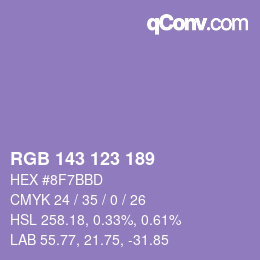カラーコード: RGB 143 123 189 | qconv.com