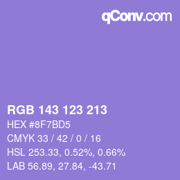 颜色代码: RGB 143 123 213 | qconv.com
