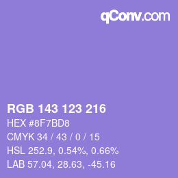 カラーコード: RGB 143 123 216 | qconv.com