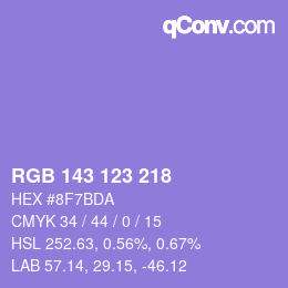 Color code: RGB 143 123 218 | qconv.com