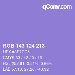 Color code: RGB 143 124 213 | qconv.com