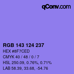 Color code: RGB 143 124 237 | qconv.com