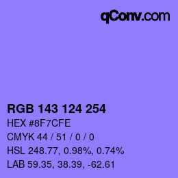 Código de color: RGB 143 124 254 | qconv.com