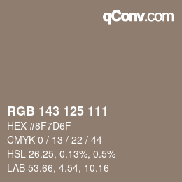 カラーコード: RGB 143 125 111 | qconv.com