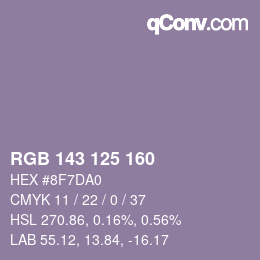 Color code: RGB 143 125 160 | qconv.com