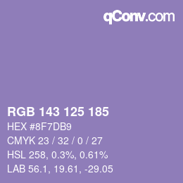 Color code: RGB 143 125 185 | qconv.com