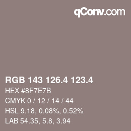 カラーコード: RGB 143 126.4 123.4 | qconv.com
