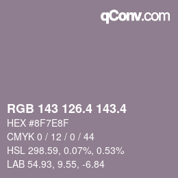 カラーコード: RGB 143 126.4 143.4 | qconv.com