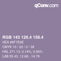 カラーコード: RGB 143 126.4 158.4 | qconv.com