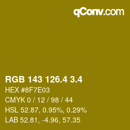 カラーコード: RGB 143 126.4 3.4 | qconv.com