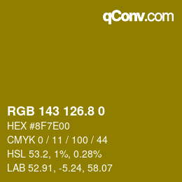 カラーコード: RGB 143 126.8 0 | qconv.com
