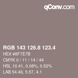 カラーコード: RGB 143 126.8 123.4 | qconv.com