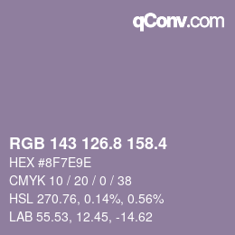 カラーコード: RGB 143 126.8 158.4 | qconv.com
