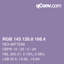 カラーコード: RGB 143 126.8 168.4 | qconv.com