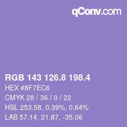 カラーコード: RGB 143 126.8 198.4 | qconv.com